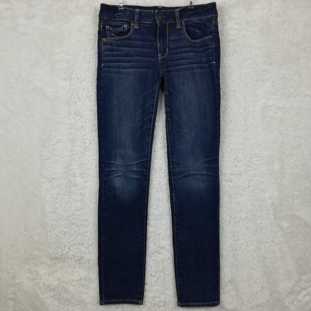 American Eagle Womens Skinny Super Stretch Blue Denim Low Rise Dark Wash 6